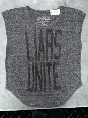 Aeropostale Gray Marled 'LIARS UNITE' Short Sleeve Tee